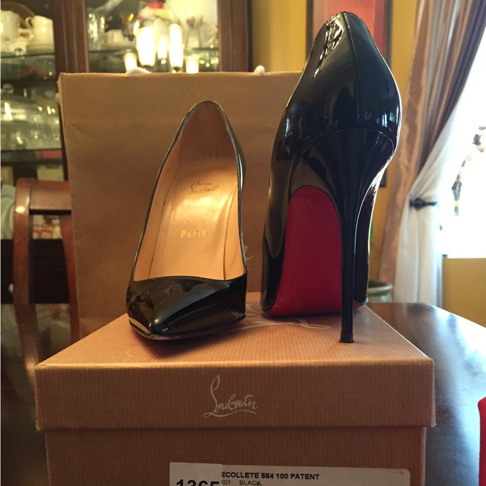 Christian Louboutin, Décolleté 554 Patent size 9US/ 39.5 BLACK NEGOTIABLE - Picture 5 of 6